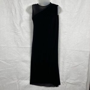 FUZZI Dress Womens XS Black Sheer‎ Mesh Made in Italy LBD Draped Layered Elegant